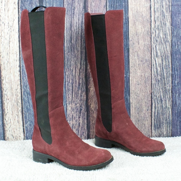 Cole Haan Shoes - Cole Haan Red Burgundy Suede Tall Riding Boots 5.5